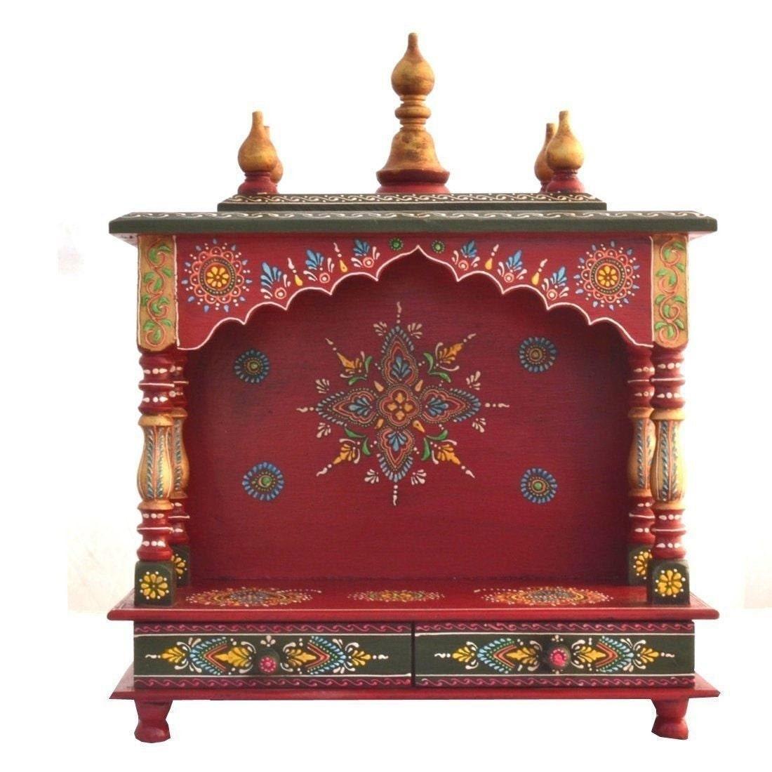 

Handcrafted Wooden Pooja Temple: Wall Hanging God Mandap разноцветный
