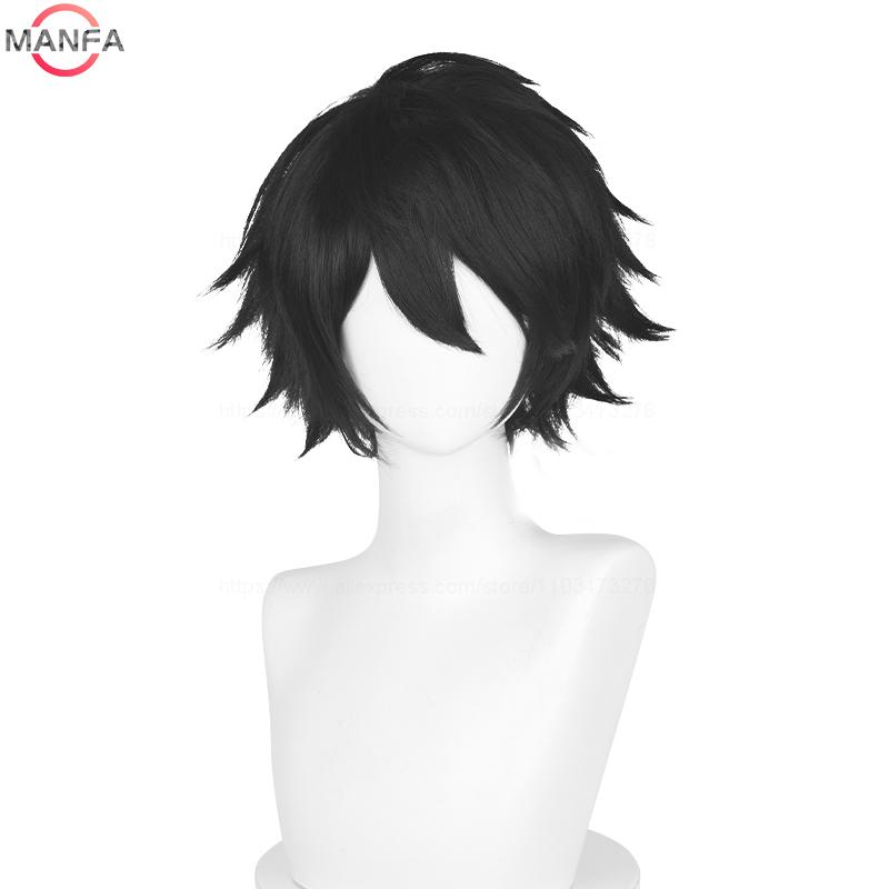 Anime L Lawliet Cosplay Wig 30cm Short Black L Wigs Heat Resistant Synthetic Hair Halloween Party L Misa Amane Wigs + Wig Cap