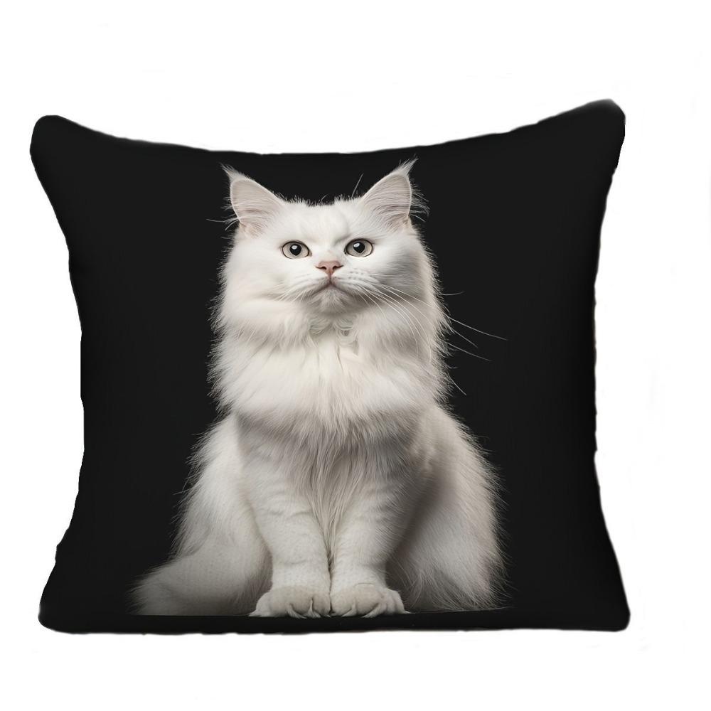 Sofa Pillow Pillowcase Skin-friendly Short Plush Cute Animal Cat Pillow Cover Living Room Cushion Cover Without Core