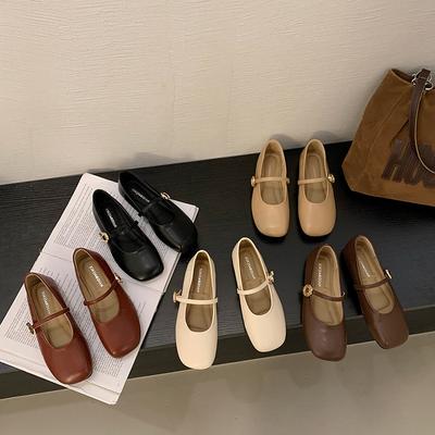 Mocassini da donna con punta grande e piatta, modello Mary Jane, con suola morbida e punta tonda, modello da pendolare, modello 2025.