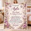 Personalized Granddaughter Fleece Blanket from Grandma, Custom Name Floral Butterfly Blanket, Encouragement Keepsake for Granddaughter