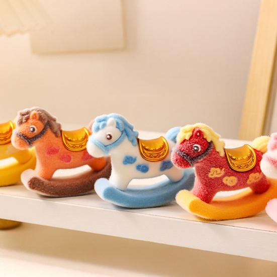 8Pcs Mini Rocking Horse Figurine Year of The Horse Statue Chinese Style Lucky Cartoon Horse Decoration Ornament New Year Gift