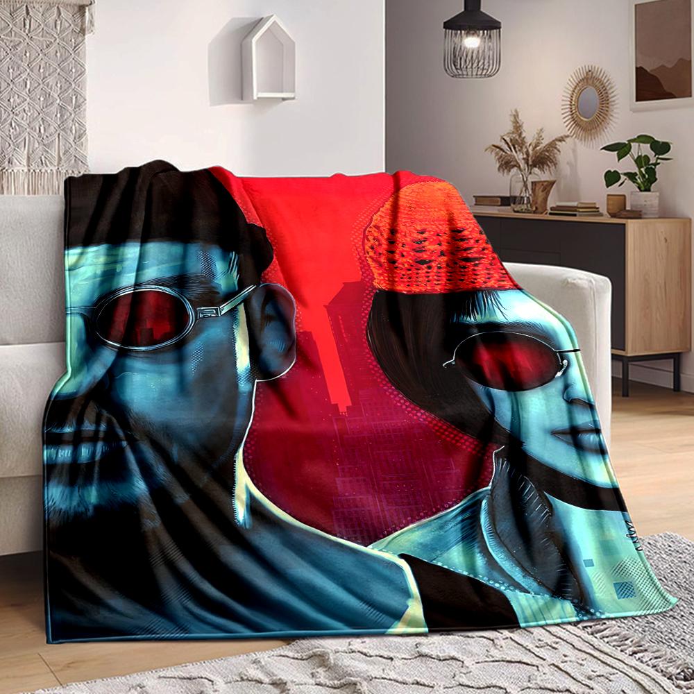 1Pc Cyberpunk Fashion Flannel Blanket, Soft And Comfortable, Casual Warm, Camping Travel, Christmas, Halloween Xmas Gift N157