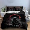 Samurai Warrior Under Eclipse Bedding Duvet Cover Set  (1*Duvet Cover 2*Pillowcases, Without Duvet Insert)