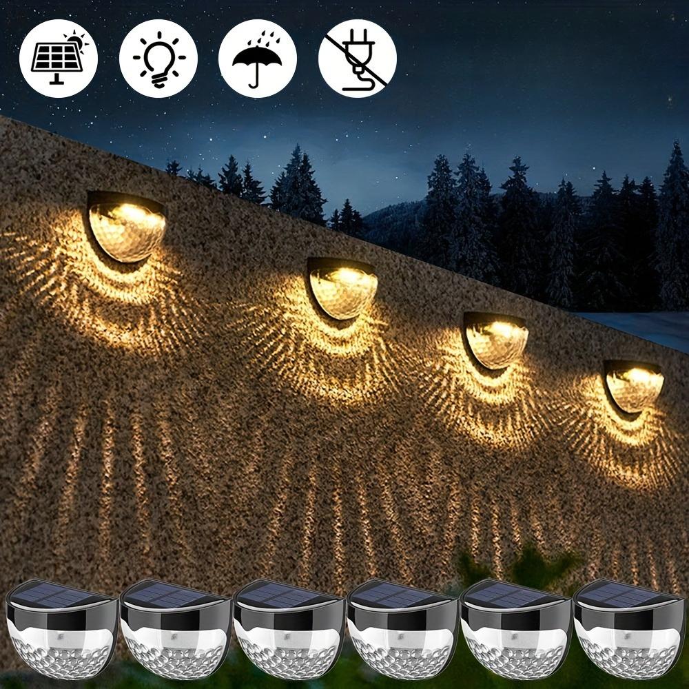 Solar Deck Lights,Solar Powered Fence Lights Dusk To Dawn LED Wall Light Outdoor Lighting Decoration for Step Yard Stair Patio Garden Warm Light