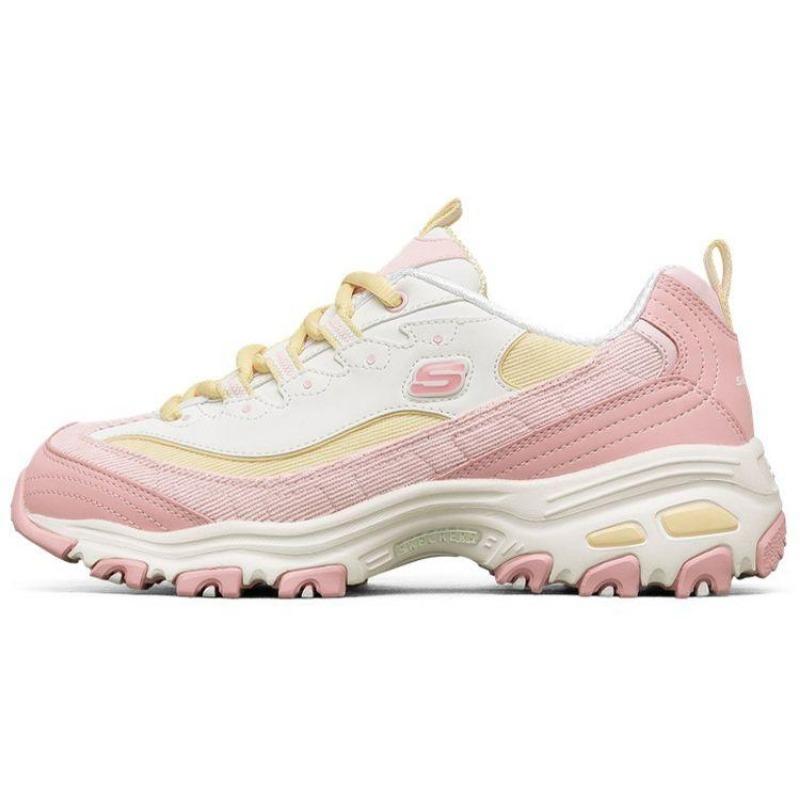 Skechers D LITES 1.0 Milk Tea Bear Women Thick Platform Low Dad Shoes White Pink 149906-PKYL 36