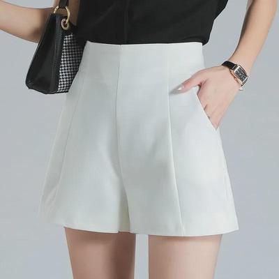 Pantaloni în formă de A cu talie înaltă pentru femei - Pantaloni scurți albi de modă casual, vara 2023