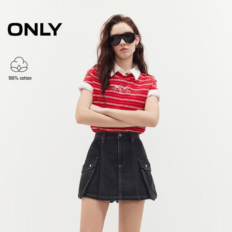 ONLY Women s Washed High-Waist A-Line Denim Shorts M