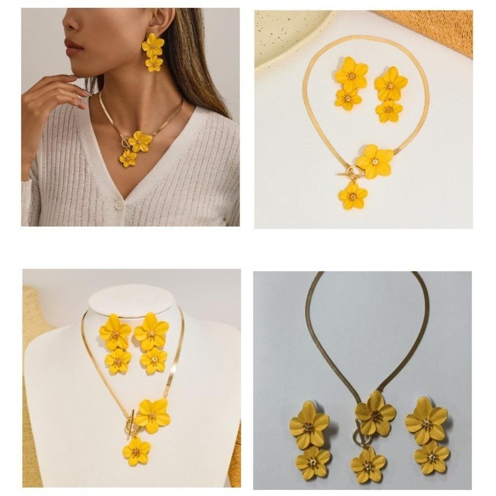 Anklet Flower Pendant Necklace Sumulation Flower Foot Chain Elegant Snake Bone Chain  Party