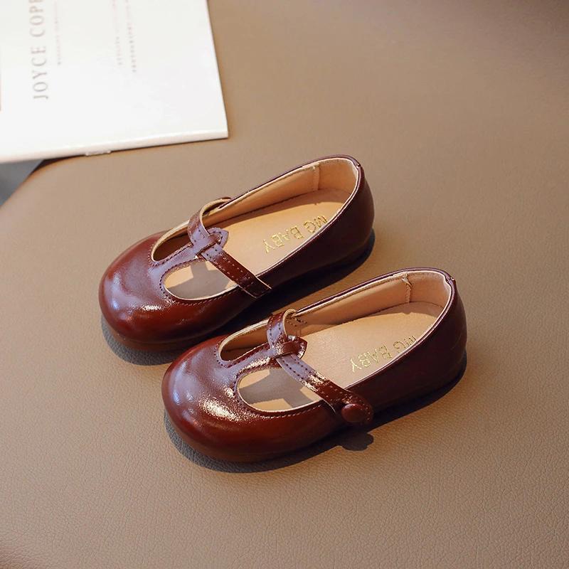 Toddler Girl's Mary Janes Vintage Six Colors Shallow Autumn Children Flat Shoes 21-35 Round Toe Non-slip Classic Light Kids Shoe