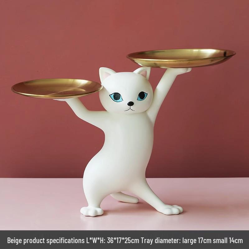 Creative Cat Sand Sculpture Tray: Cartoon Key Storage & Ornament for Living Room or Entrance, Perfect Housewarming Gift