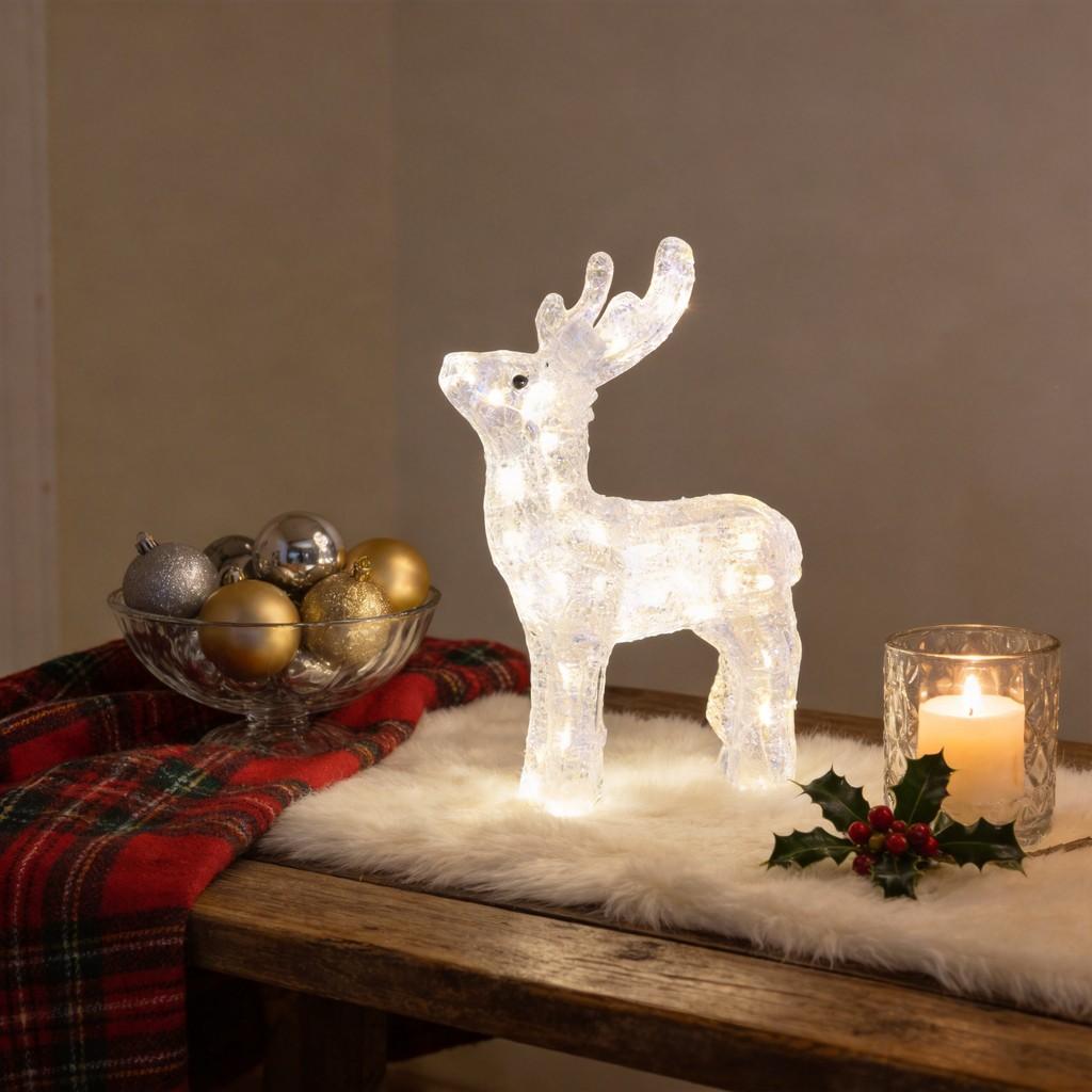 Świąteczna Ozdoba Renifer Rzeźba Akrylowa Z Wodoodpornością Ip44 Do Dekoracji Świątecznych I Użytku Zewnętrznego