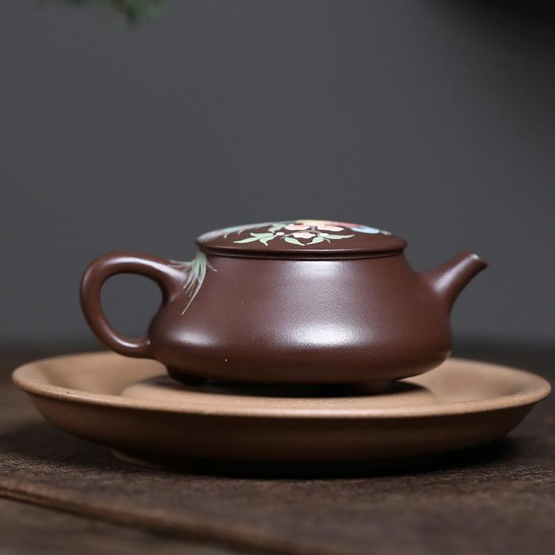 Chinese Tradition Yixing Purple Clay Teapot Handmade Flowers Tea Pot Beauty Tea Infuser Kettle Household Zisha Tea Set 150ml