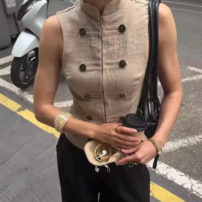 INS Trendy Women's Sleeveless Stand Collar Vest Top