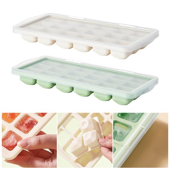 Ice Cube Mold with Lid And Storage Box Press-Release Ice Cube Tray for Freezer BPA-Free Odorless Food Grade Plastic Ice Maker for Home Party