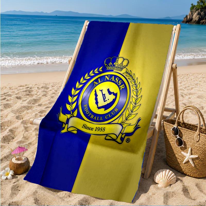 Asciugamano da Spiaggia in Microfibra Stampato con Stemma del Club di Calcio Nassr, Morbido e Assorbente, Asciugatura Rapida, Ideale per Viaggi Estivi, Essenziale per la Spiaggia, Piscina