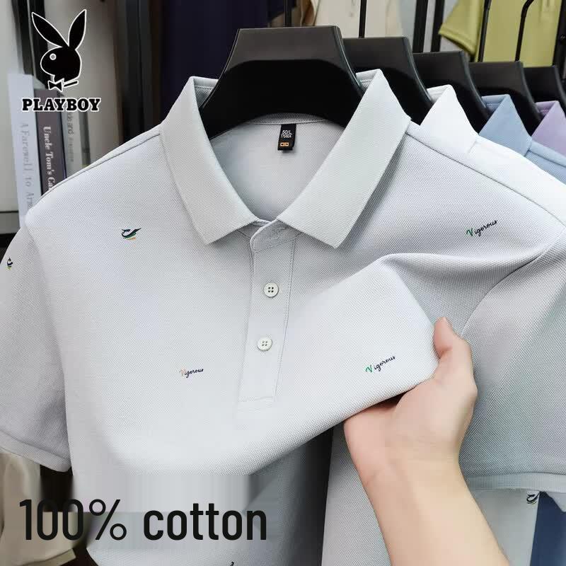 PLAYBOY Men's Pure Cotton Summer Polo Shirt