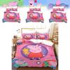 Peppa Pig Cartoon Bedding Set With Active Printing Microfiber Quilt Cover And Pillowcases For Kids Room Decor