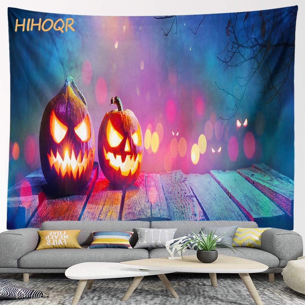Happy Halloween Pumpkin Tapestry Wall Hanging Boho Room Decoration Large Cloth  Aesthetic Home Party Backdrop