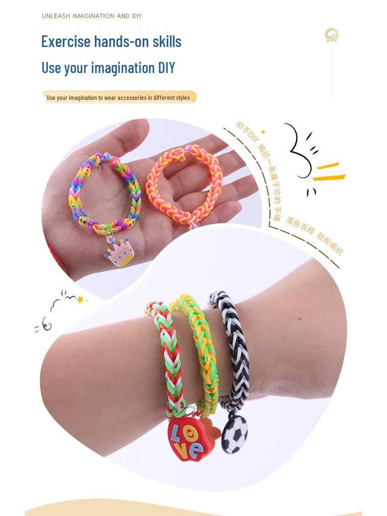 Liten Ferskenhjerte DIY Regnbue Strikkarmbåndsett: Pedagogisk leke for barn