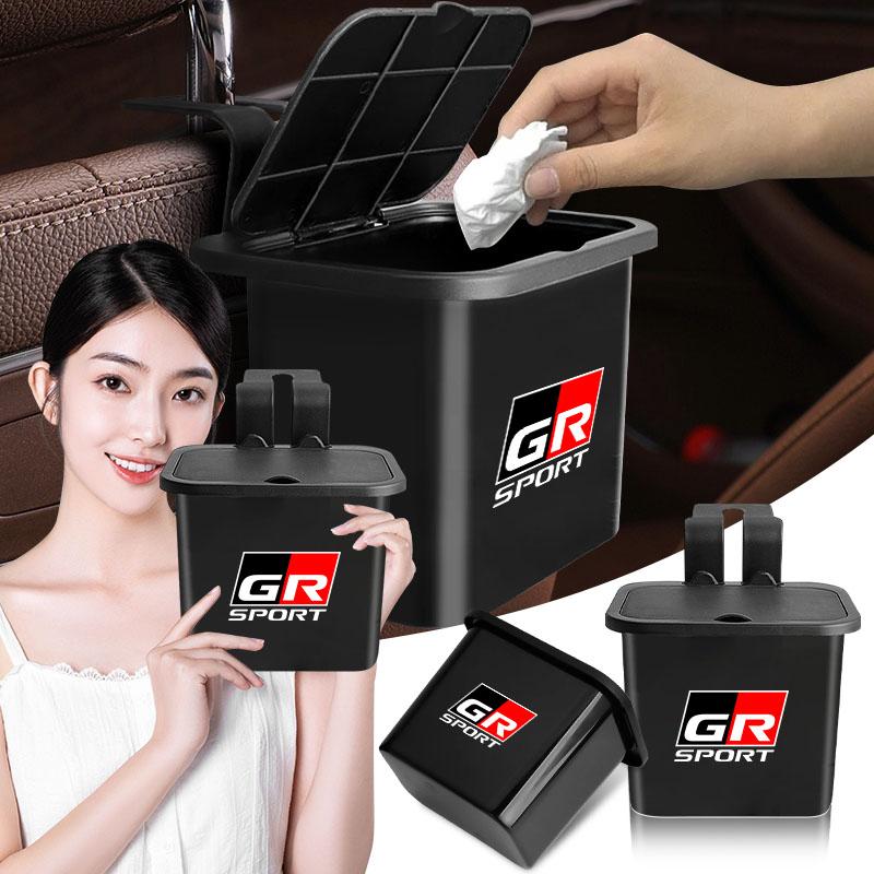 1Pcs Car Hanging Trash Bin Seat Back Storage Box Phone Holder Hook For Toyota GR Sport Gazoo Racing Yaris 86 Corolla Hilux Supra