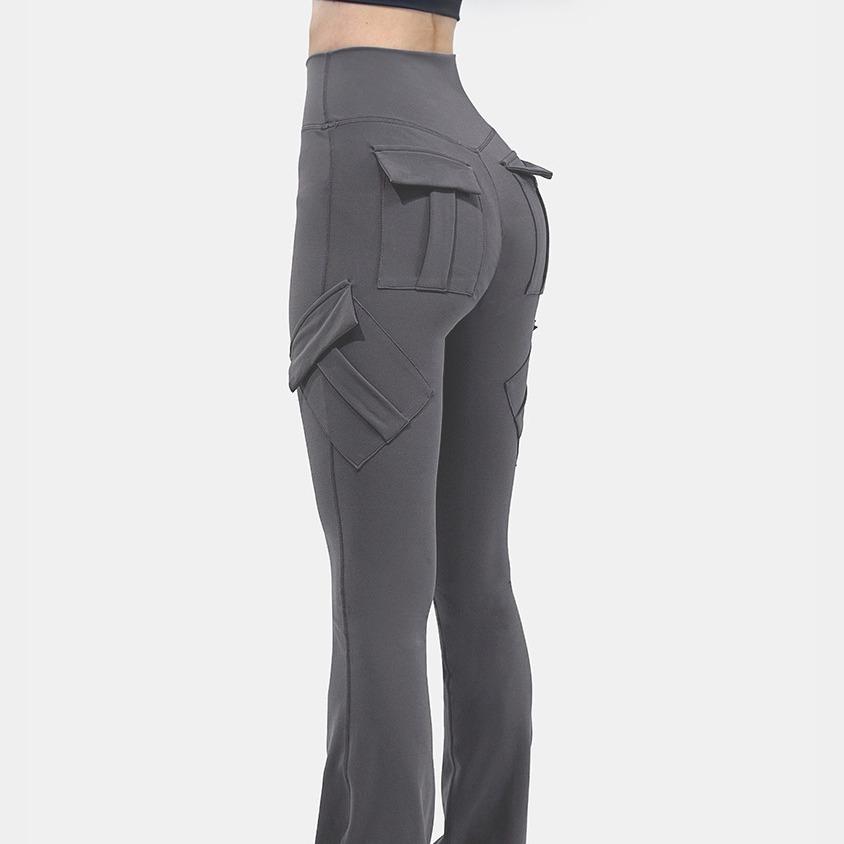 Women High Waist Flare Yoga Pants Butt Lifting Cargo Flare Leggings Soft Workout Trousers