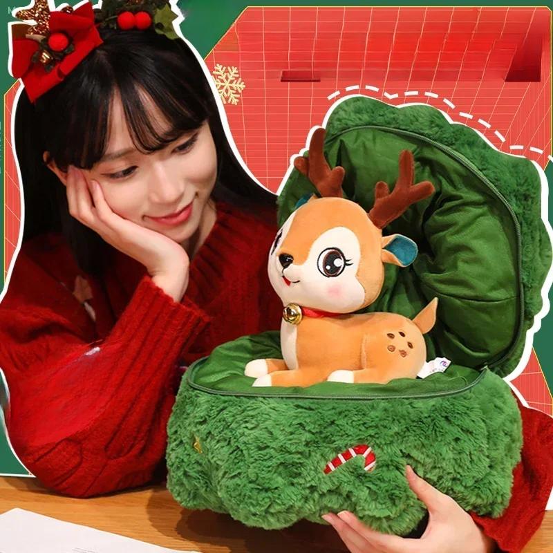 New Arrival Christmas Doll Cute Christmas Deer Toy Elk Openable Christmas Tree Santa Claus Plush Toy for Kids Girls Home Decor
