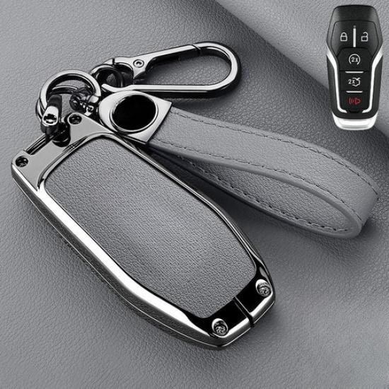 Zinc Alloy Leather Car Remote Smart Key Fob Case Cover For Lincoln MKX MKZ MKC