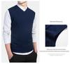 Men's Solid V-Neck Wool Knit Vest - Sleeveless Pullover for Spring and Autumn