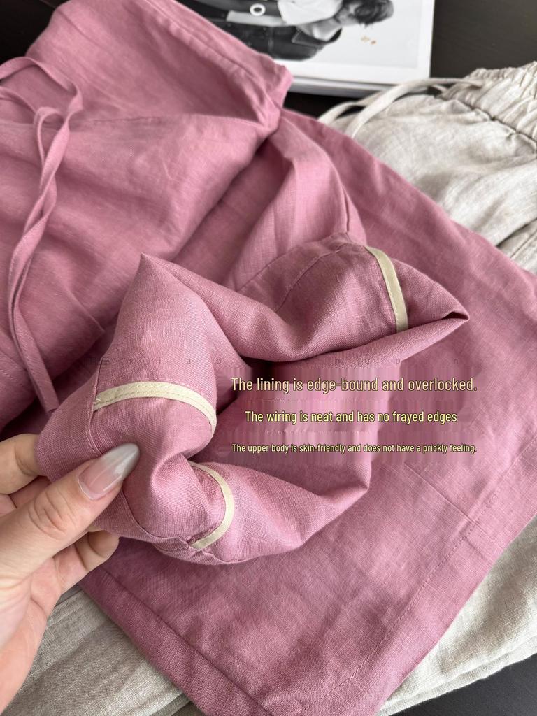 2026 New Stylish Banana Leg Linen Pants: Elastic Waist, Loose, Flattering Wide Legs