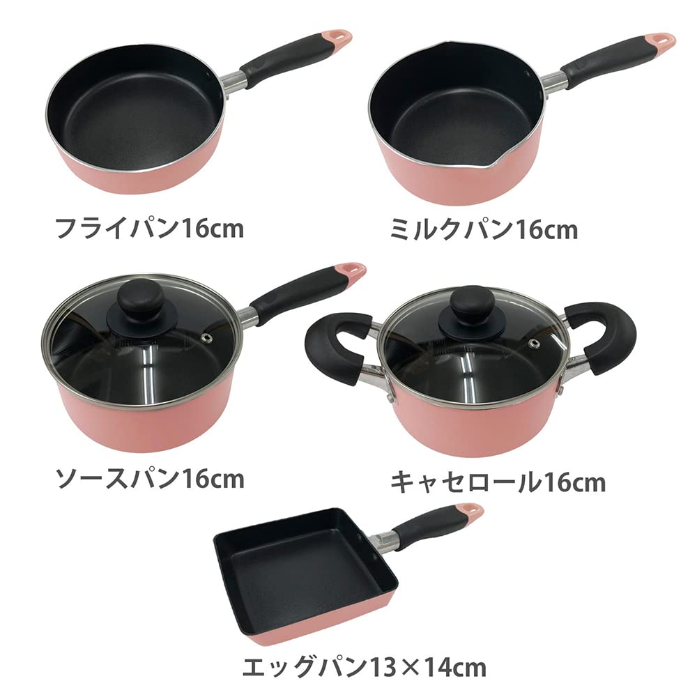 Bestco NQ-0100 Karino 16cm Saucepan with Glass Lid, Pink, Mini Saucepan, Induction Cooking, Gas Cooking, and All Heat Sources