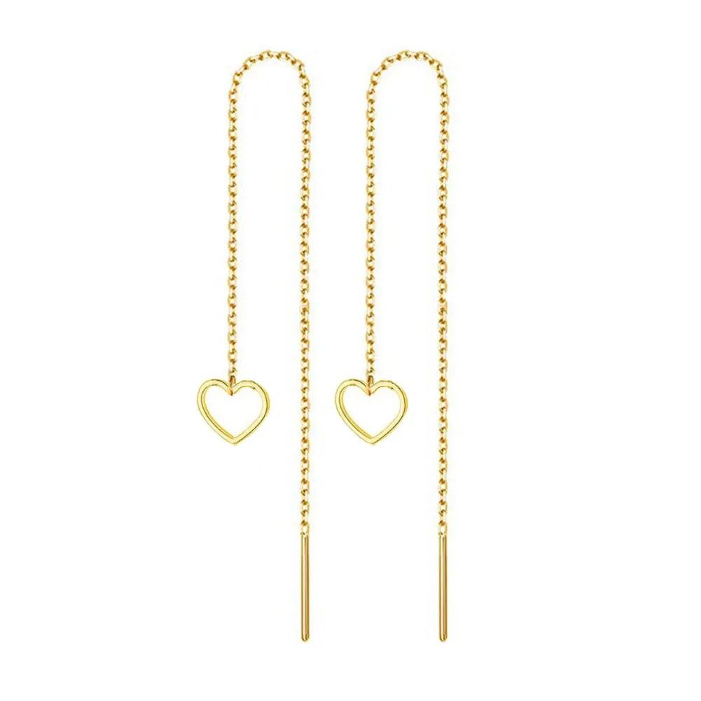 MinaMaMa Nerezová ocel Dlouhý tenký řetízek střapec kulička Hvězda motýlek náušnice pro ženy Náušnice navlékací nitě Módní šperky