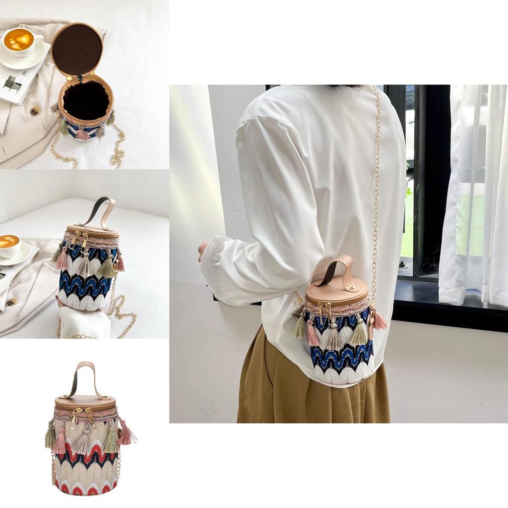 Ethnic Style Shoulder Bag With Chain And Tassels For Summer Outfits
