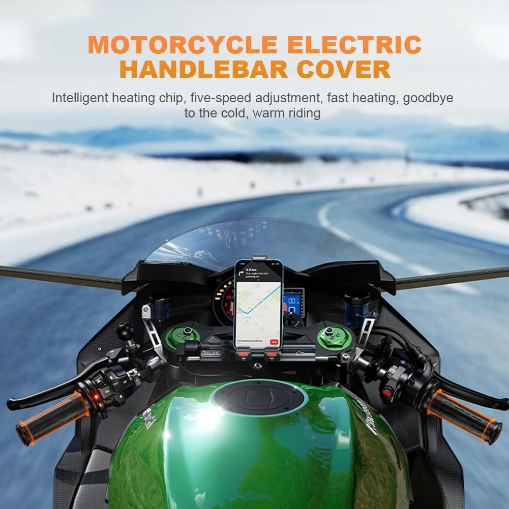 Electric Hot Heated Handlebar DC 12V Scooter Bar Hand Warmer 5-Gear Electric Heating Handle Smart Temperature Control for Winter