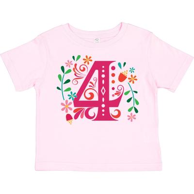 Inktastic 4th Birthday Party Photo Number 4 Toddler T-Shirt Fourth Four Im Pink