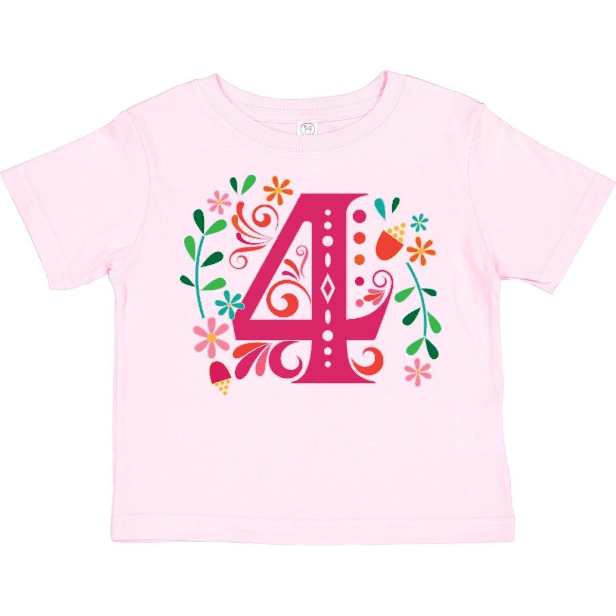 Inktastic 4th Birthday Party Photo Number 4 Toddler T-Shirt Fourth Four Im Pink 150