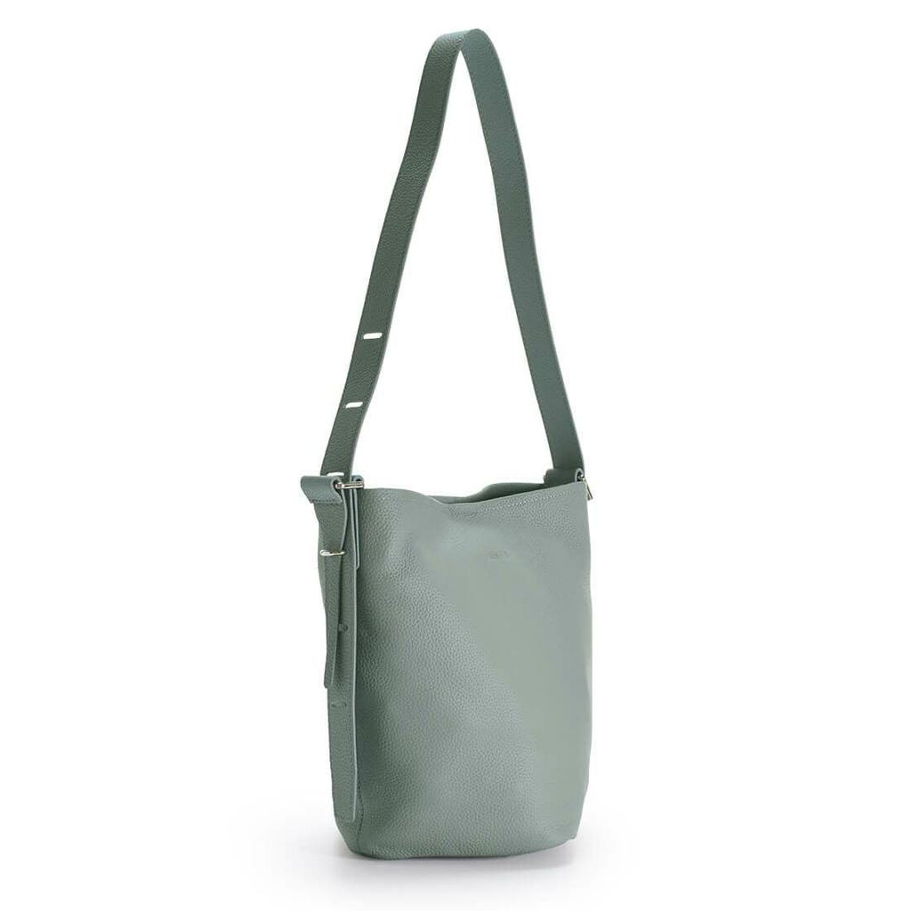 Barcos Bucket-Shaped Shrink Leather Shoulder Bag, Unique Design for Women, More Storage Than It Looks, Black