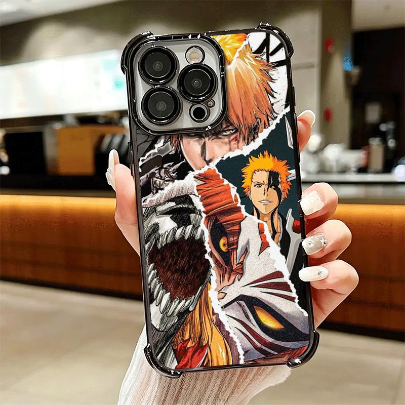 Bleach Anime Ichigo Kenpachi Plating Phone Case For Iphone 16 17 Pro Max Air 16E 14 15 Plus 12 13 Mini Anti-Fall Airabag Cover