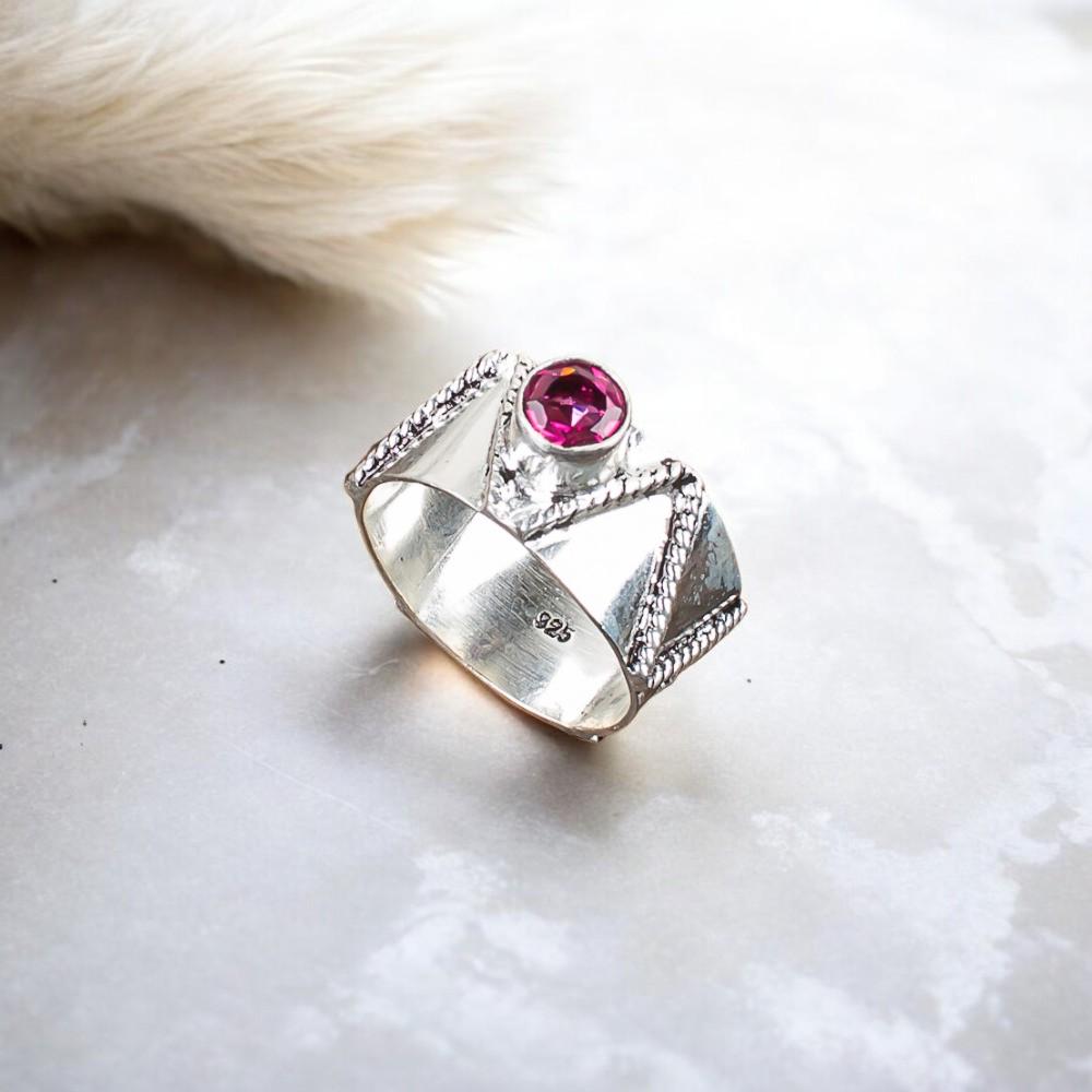 

Rare Pink Rubellite Gemstone 925 Sterling Silver Jewelry Handmade Stylish Ring RR-15-4 13