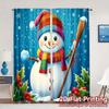 2pcs,Curtains Cute Snowman Christmas Winter_a (2) Popular Creative Curtains Polyester Curtains Thermal Insulation, and Room