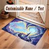 Space Cosmic Theme Crystal Velvet Floor Rug Personalized Custom Name Text Warm Carpet Home Decoration
