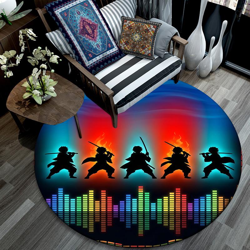 Tanjiro Kamado Pattern Round rug,Carpet Rug for Living Room Bedroom Playroom ,Non-slip Floor Mat,Holiday Gifts and Birthday Gifts.