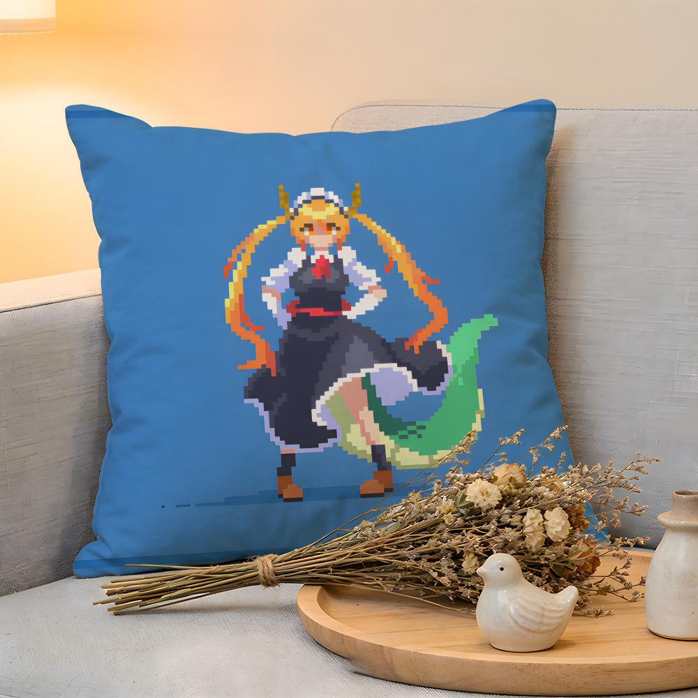Cushion Cover Linen SkinFriendly Soft Decorative Case For Sofa Home Decor Miss Kobayashis Dragon Maid Pillow Cover