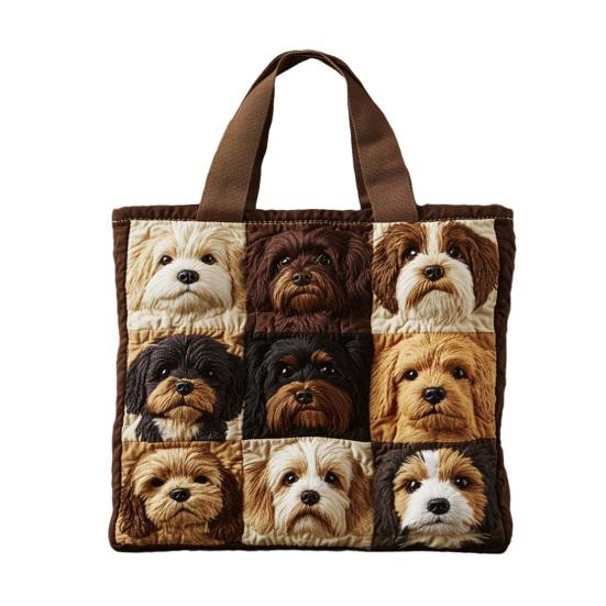 

Vintage Quilted Tote Bag Women Colorful Floral Purse Animals Flowers Handbag Lightweight Washable Tote for Daily Errands Grocery Shopping Commuting E