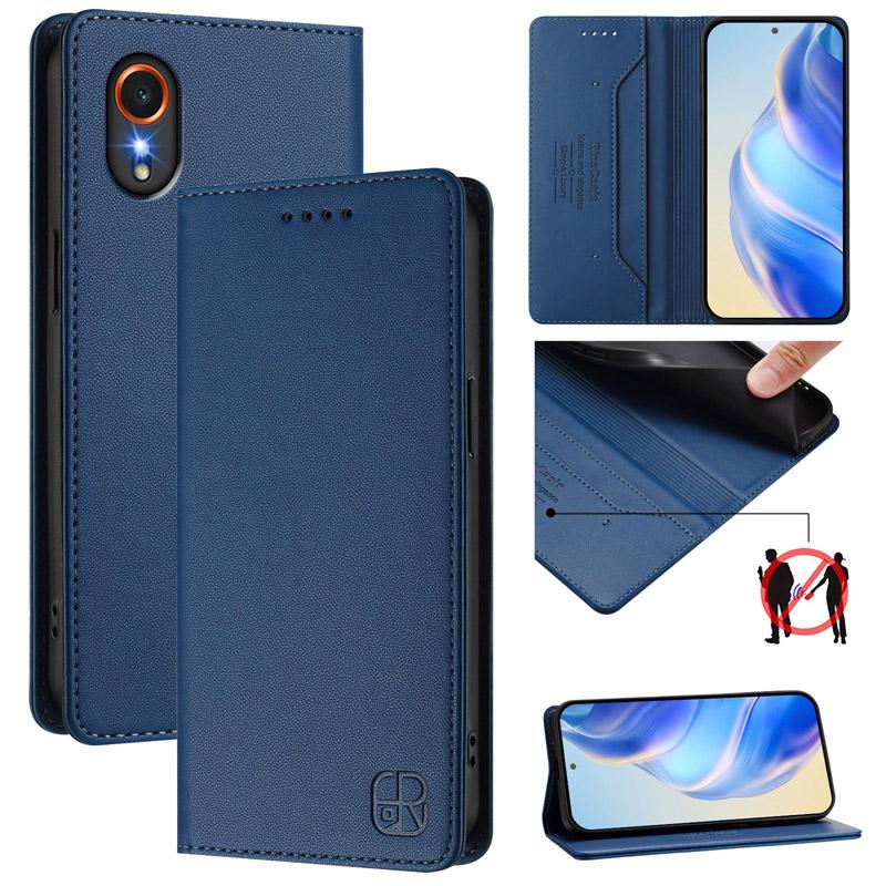 

Роскошный кожаный чехол для Samsung Galaxy XCover 4/XCover 4S/XCover 6Pro/XCover 7 RFID-блокировка слота для карт Магнитная подставка для притяжения Ударопрочный откидной чехол Samsung XCover 7 5G темно-синий
