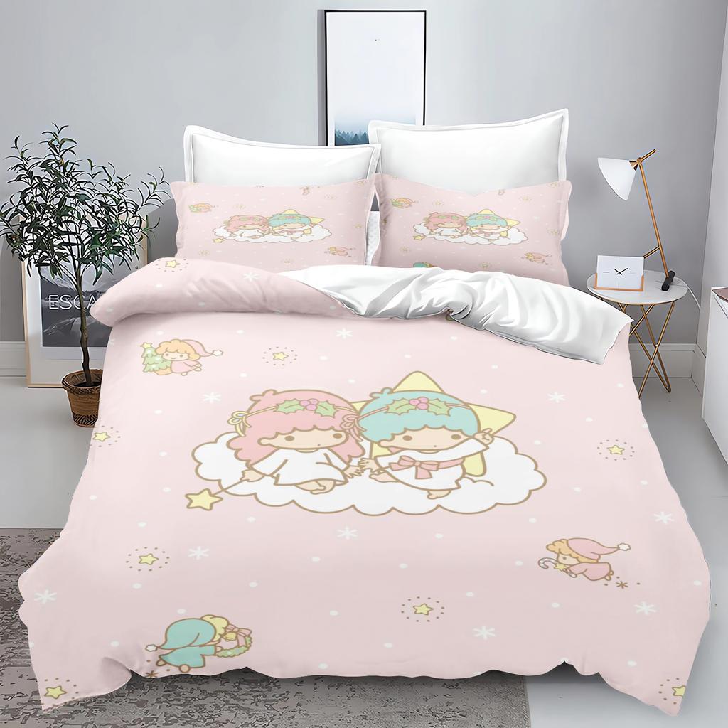 Little Twin Stars Sanrio Bedding Sets Cute Comforter Cover Bed Cover Duvet Cover Pillow Case 2-3 Pieces Sets Kids Adult Size