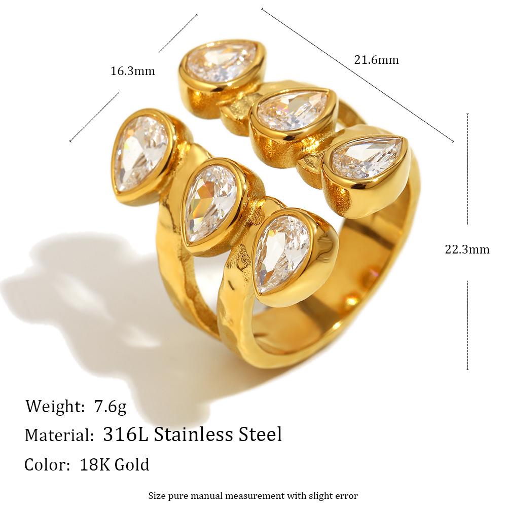 

MamacitaSlay 316L Stainless Steel Zircon Multilayer Open Ring Party Waterproof Jewelry Women s Charm Ring 2026 High Quality Gift resizable золотий