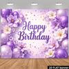 2D plane purple flower birthday background fabric with the central purple "Happy Birthday" artistic characterszyc