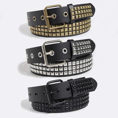 Cintura da vita in pelle quadrata borchiata stile Punk da donna