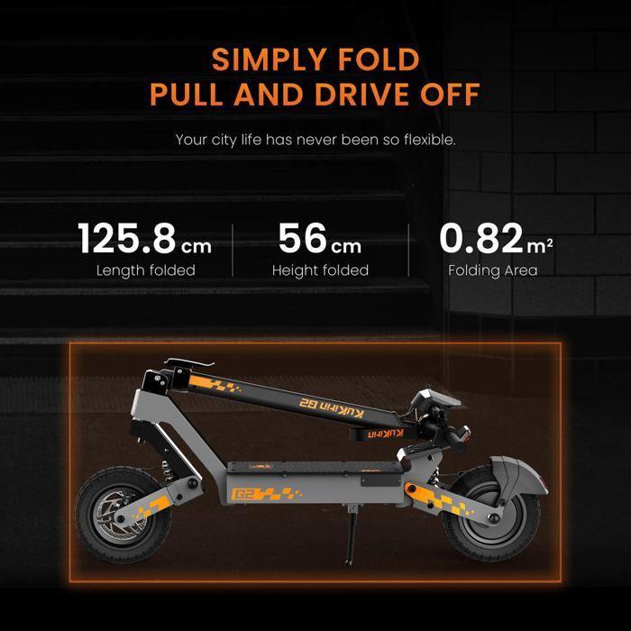 2025 Véhicule électrique pliant Kukirin G2 1200W 48V 15Ah 45KM/H55KM 10''.